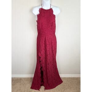 Fame and Partners Dragon Eyes Gown Women's 4 Red Lace Maxi Dress Formal Glam